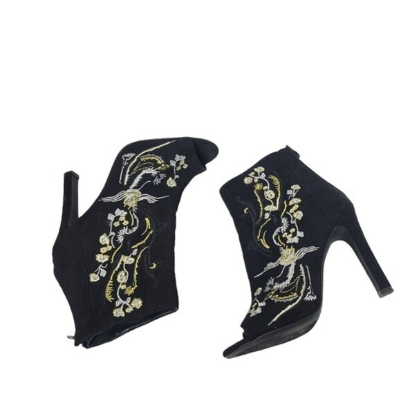 Carlos By Carlos Santana Peep Toe Floral Embroidered Heels 6.5 - Picture 6 of 13